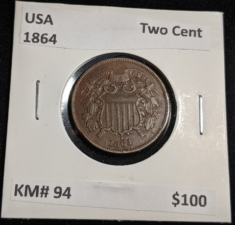 USA 1864 Two Cent KM# 94 #242 #31A