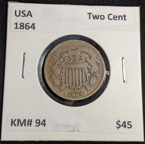 USA 1864 Two Cent KM# 94 #187 #31A