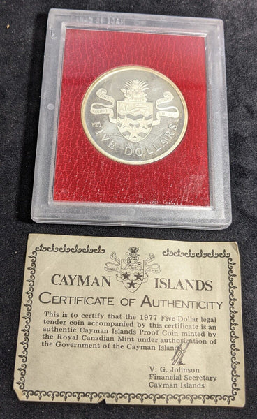 Cayman Islands Proof Silver 1977 $5 Five Dollar KM# 8 #120