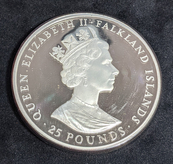Falkland Islands Proof 1986 25 Pounds Silver Prince Andrew's Wedding KM# 23 #002