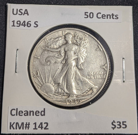 USA 1946 S 50 Cents KM# 142 Cleaned #206 #31B