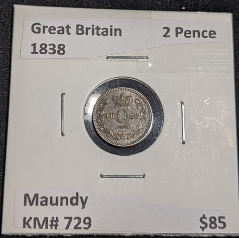 Great Britain 1838 Maundy 2 Pence KM# 729 #001 #31B