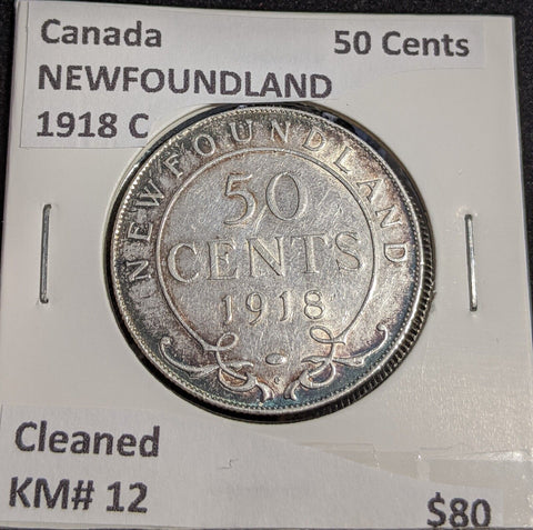 Canada NEWFOUNDLAND 1918 C 50 Cents KM# 12 Cleaned #203 #31A