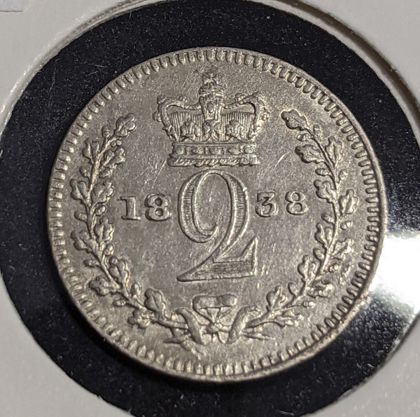 Great Britain 1838 Maundy 2 Pence KM# 729 Scratches #007 #31A