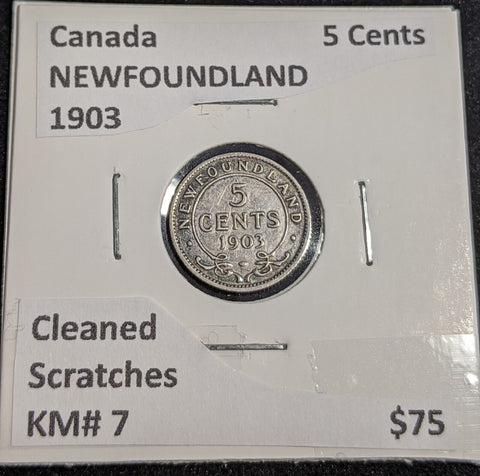 Canada NEWFOUNDLAND 1903 5 Cents KM# 7 Cleaned Scratches #233 #31A
