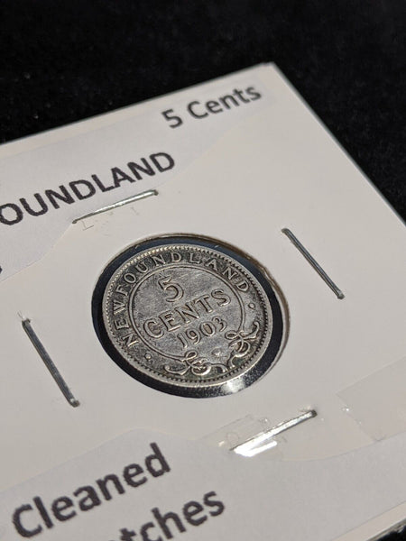 Canada NEWFOUNDLAND 1903 5 Cents KM# 7 Cleaned Scratches #233 #31A