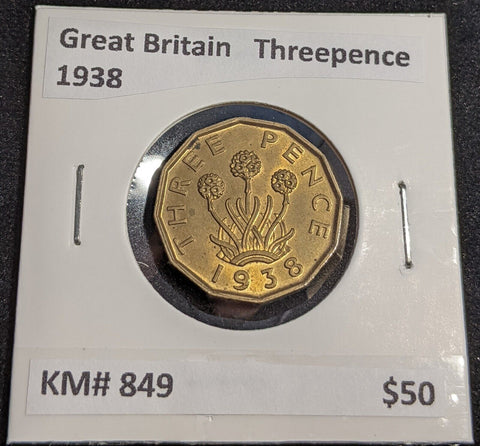Great Britain 1938 Threepence KM# 849 #004 #31A