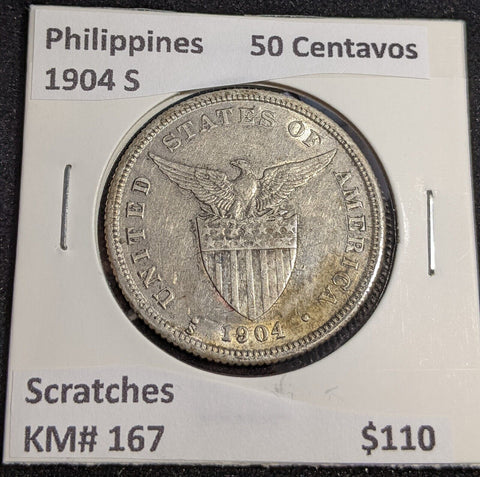 Philippines 1904 S 50 Centavos KM# 167 Scratches #003 #31A