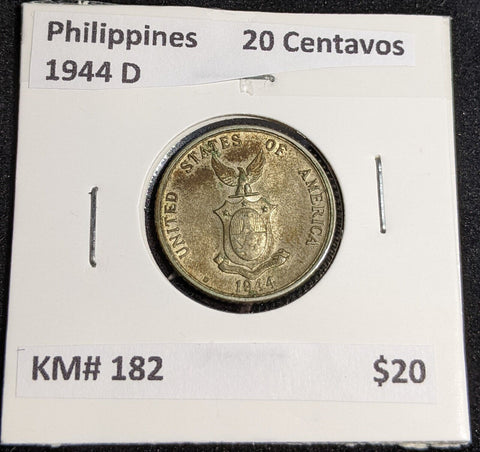 Philippines 1944 D 20 Centavos KM# 182 #180 #31C