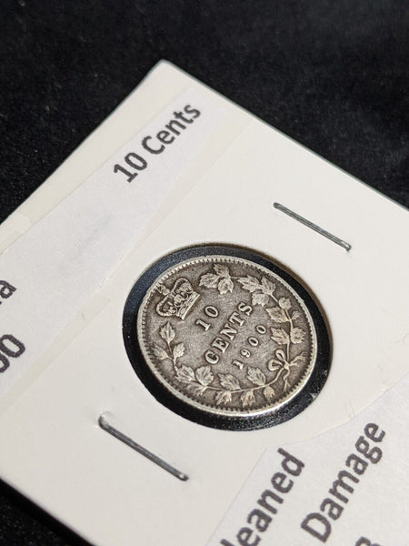 Canada 1900 10 Cents KM# 3 Cleaned Rim Damage #217 #31C