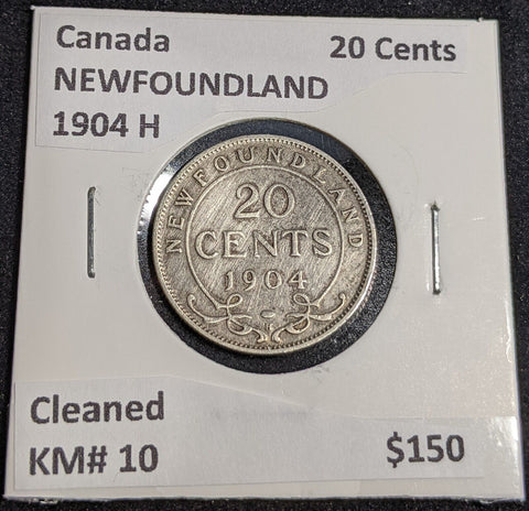 Canada NEWFOUNDLAND 1904 H 20 Cents KM# 10 Cleaned #211 #31B