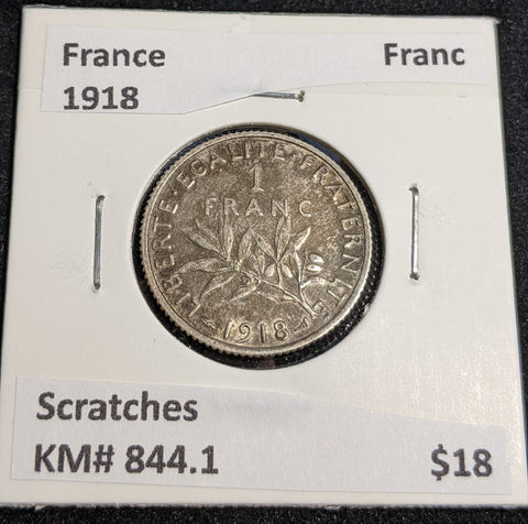 France 1918 Franc KM# 844.1 Scratches #012 #32A