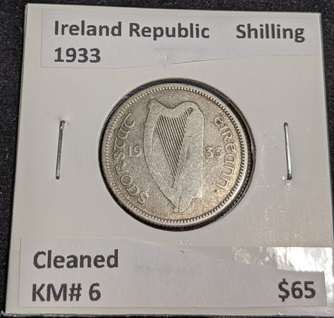 Ireland Republic 1933 Shilling KM# 6 Cleaned #007 #32A