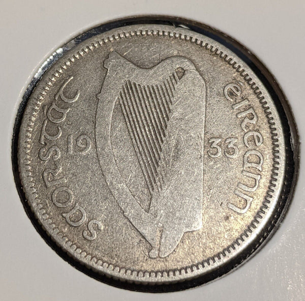 Ireland Republic 1933 Shilling KM# 6 Cleaned #007 #32A