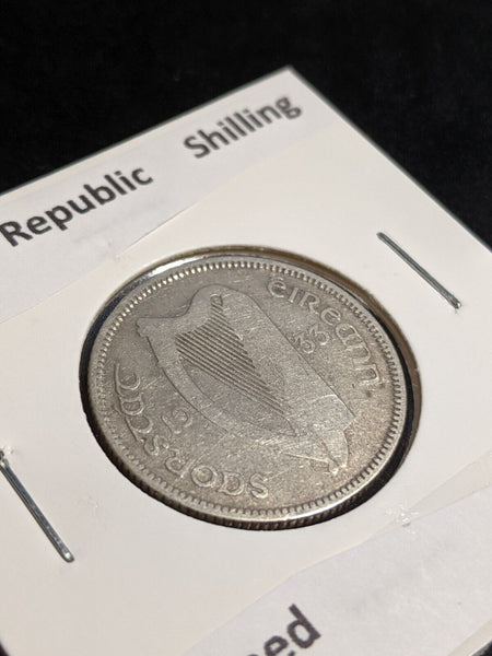 Ireland Republic 1933 Shilling KM# 6 Cleaned #007 #32A