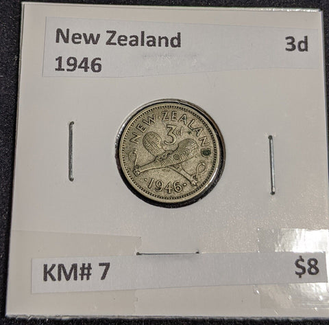 New Zealand 1946 Threepence 3d KM# 7 #013 #32A