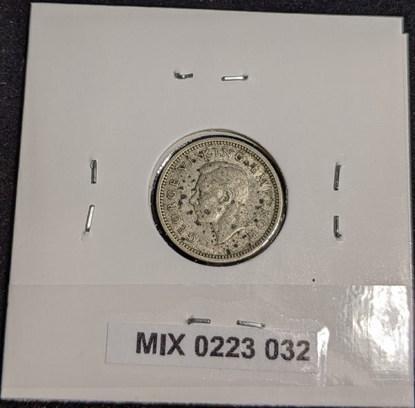New Zealand 1945 Threepence 3d KM# 7 Stains #032 #32A