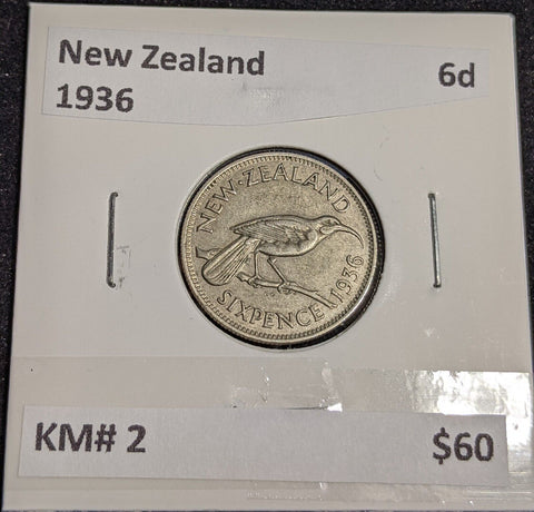New Zealand 1936 Sixpence 6d KM# 2 #039 #32A