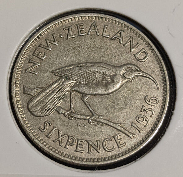 New Zealand 1936 Sixpence 6d KM# 2 #039 #32A