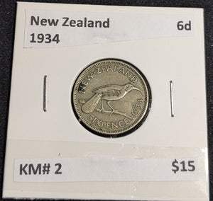 New Zealand 1934 Sixpence 6d KM# 2 #037 #32A