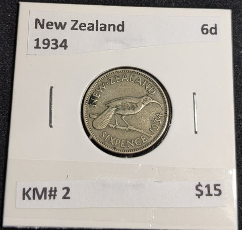 New Zealand 1934 Sixpence 6d KM# 2 #037 #32A