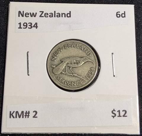 New Zealand 1934 Sixpence 6d KM# 2 #045 #32A