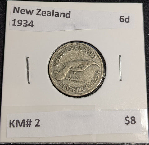 New Zealand 1934 Sixpence 6d KM# 2 #047 #32A