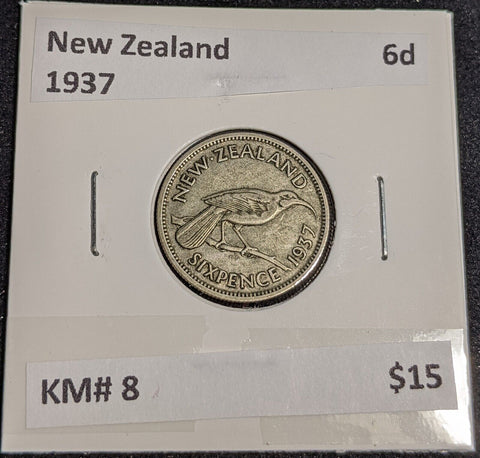 New Zealand 1937 Sixpence 6d KM# 8 #035 #32A