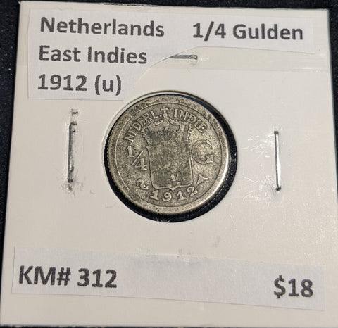 Netherlands East Indies 1912 (u) 1/4 Gulden KM# 312 #087 #32B