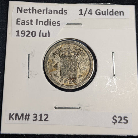 Netherlands East Indies 1920 (u) 1/4 Gulden KM# 312 #088 #32B