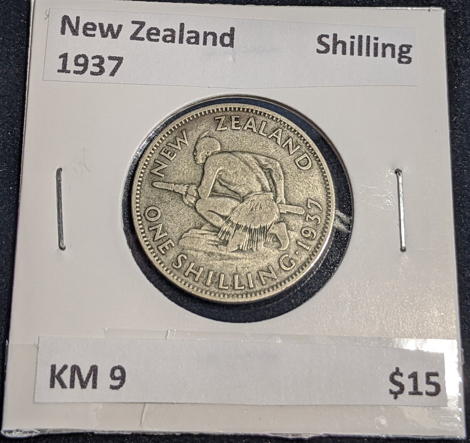 New Zealand 1937 Shilling 1/- KM 9 #026 #32B