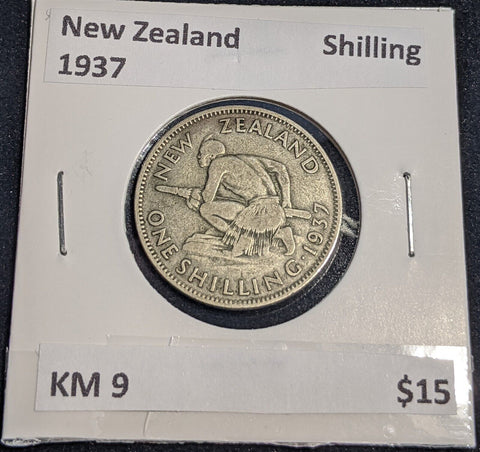 New Zealand 1937 Shilling 1/- KM 9 #026 #32B