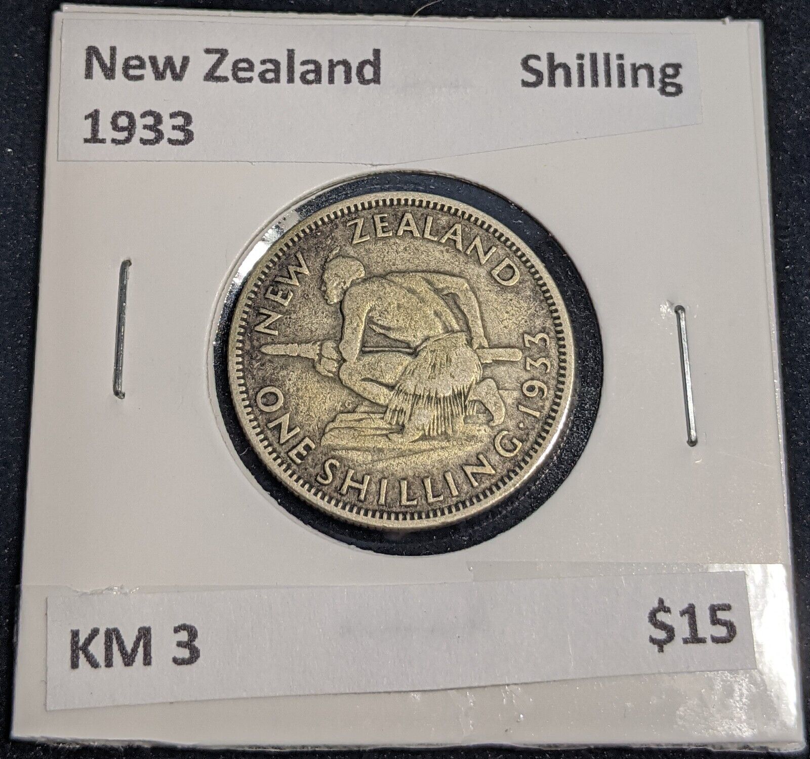 New Zealand 1933 Shilling 1/- KM 3 #012 #32B
