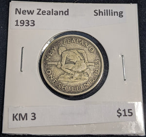 New Zealand 1933 Shilling 1/- KM 3 #012 #32B