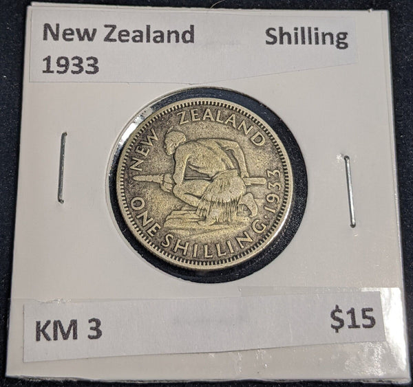 New Zealand 1933 Shilling 1/- KM 3 #012 #32B