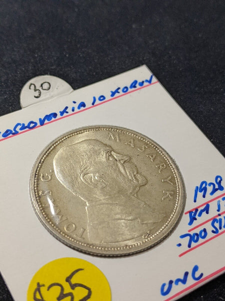 Czechoslovakia 1928 10 Korun KM# 12