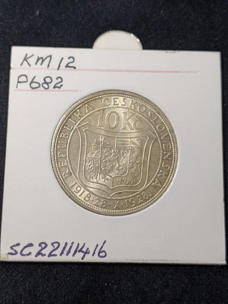 Czechoslovakia 1928 10 Korun KM# 12