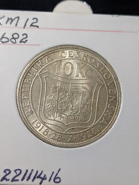 Czechoslovakia 1928 10 Korun KM# 12