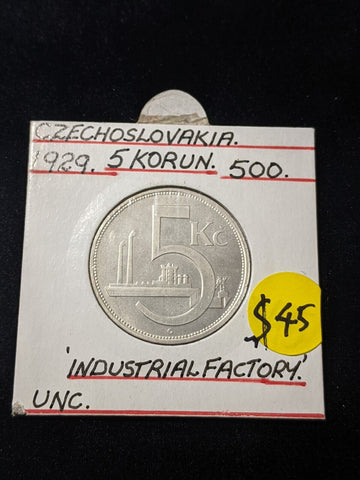 Czechoslovakia 1929 5 Korun KM# 11