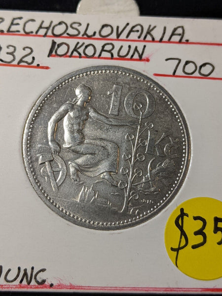 Czechoslovakia 1932 10 Korun KM# 15