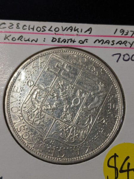 Czechoslovakia 1937 20 Korun KM# 18