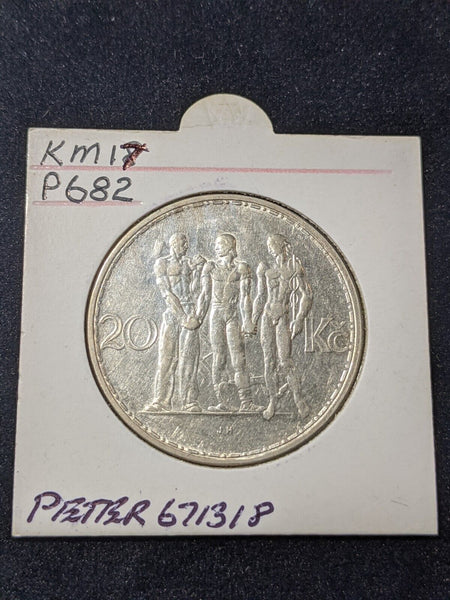 Czechoslovakia 1933 20 Korun KM# 17