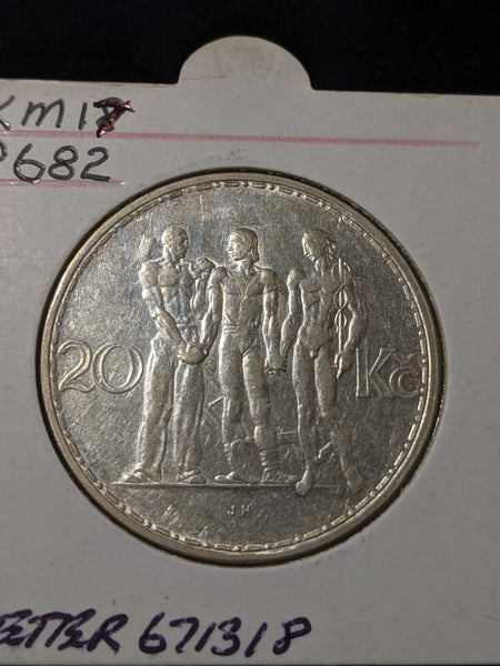 Czechoslovakia 1933 20 Korun KM# 17