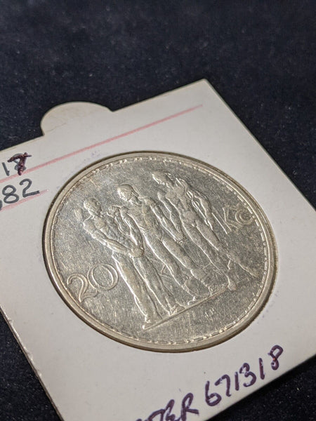 Czechoslovakia 1933 20 Korun KM# 17