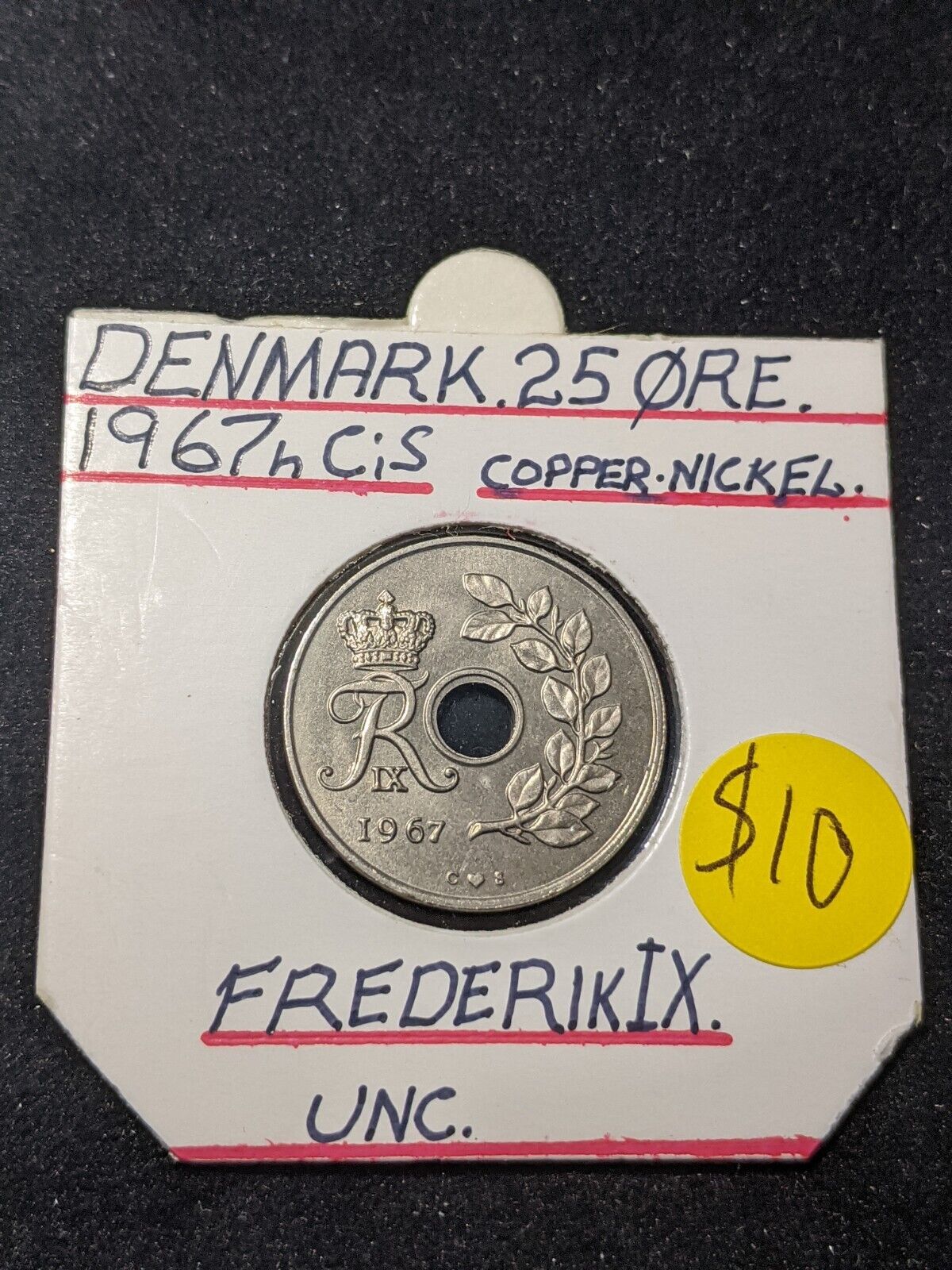 Denmark 1967 h 25 Ore KM# 855.1