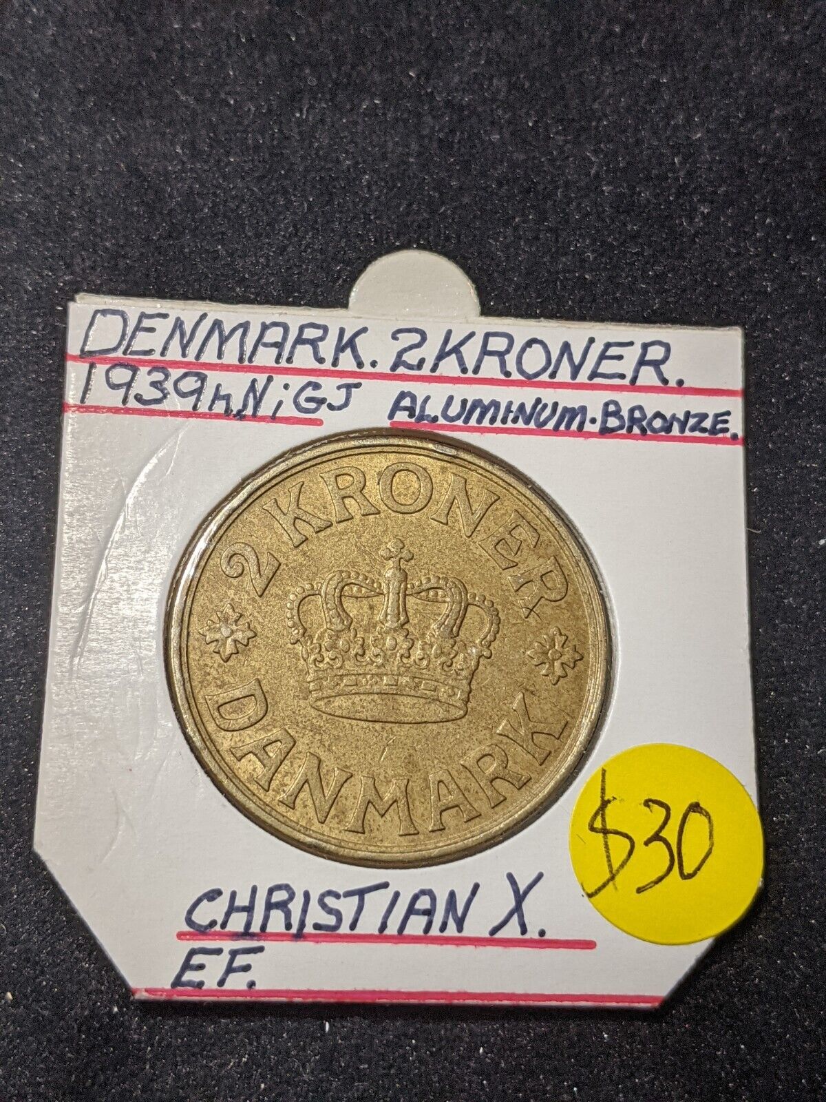 Denmark 1939 h 2 Kroner KM# 825.2 Rim Damage