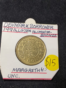 Denmark 1991 20 Kroner KM# 871