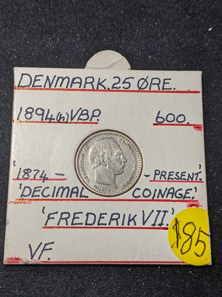 Denmark 1894 (h) VBP 25 Ore KM# 796.2