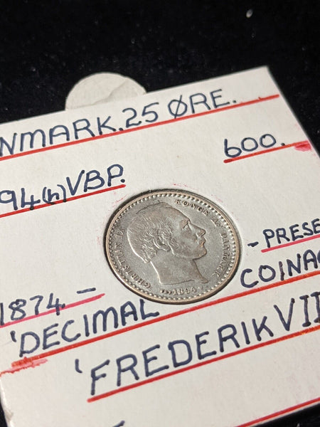 Denmark 1894 (h) VBP 25 Ore KM# 796.2