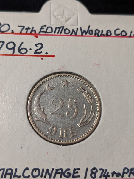 Denmark 1894 (h) VBP 25 Ore KM# 796.2